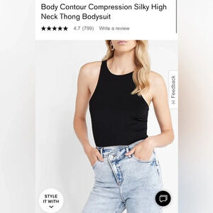 NWT Express Body Contour Silky‎ High Neck Thong Bodysuit